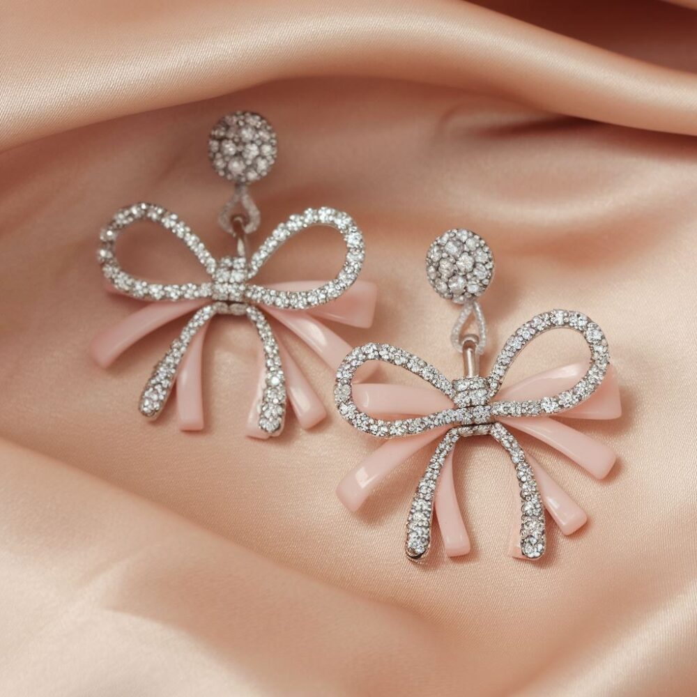 Delikatne kolczyki kokardki