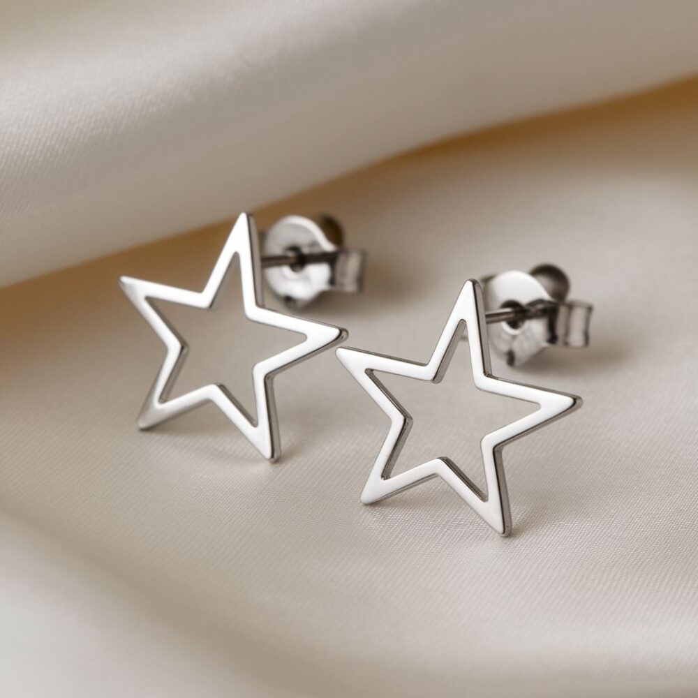 Kolczyki gwiazdki stal chirurgiczna
