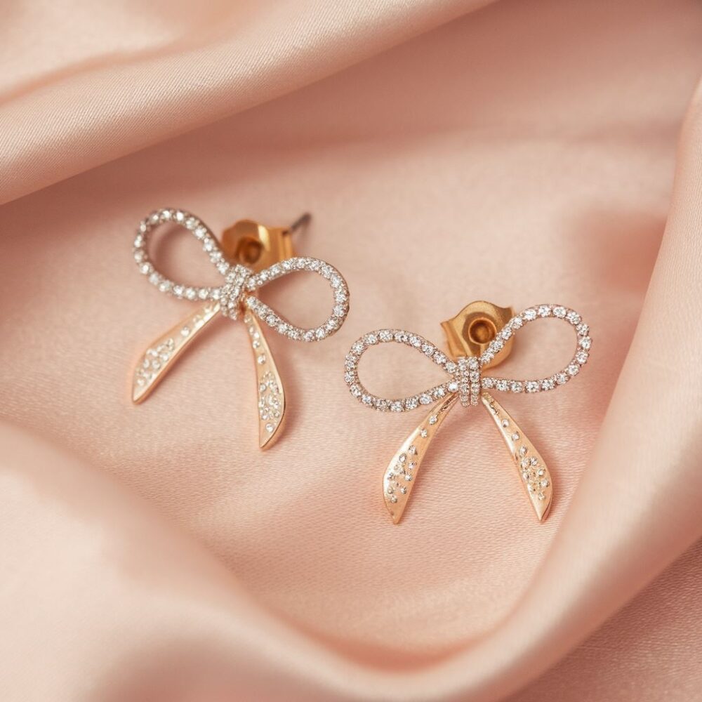 Kolczyki kokardki srebrne