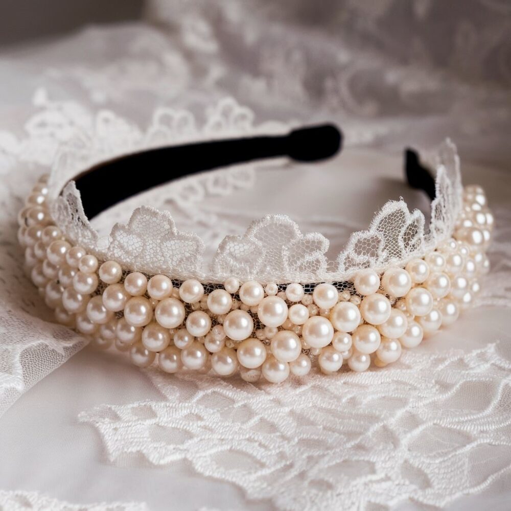 akcesoria ślubne z perełkami