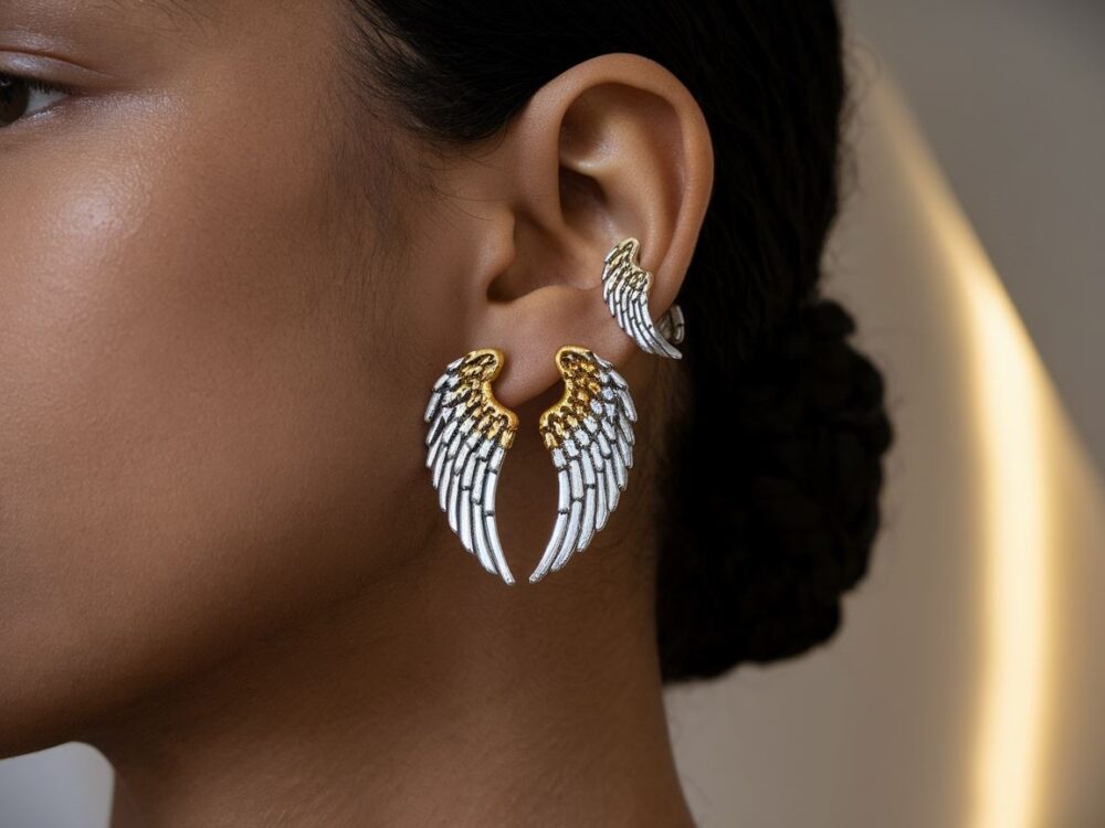 biżuteria skrzydła na uchu