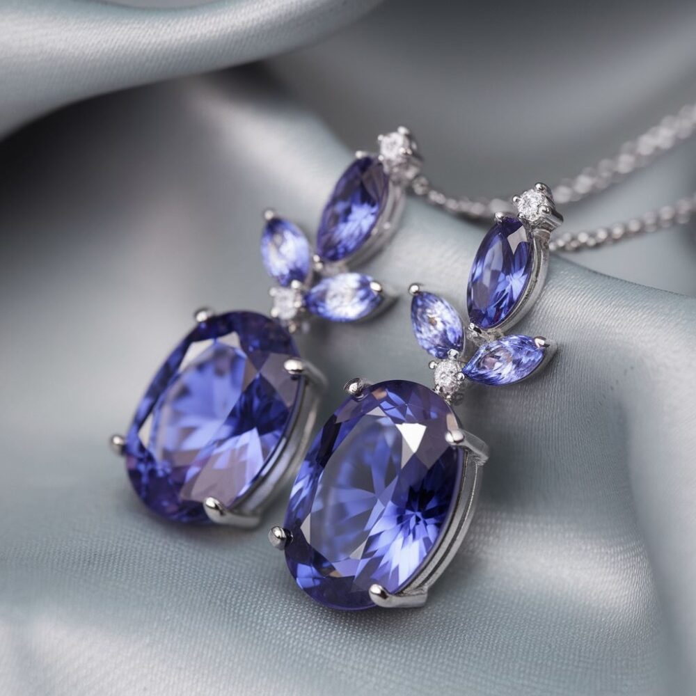 biżuteria z niebieskim kamieniem