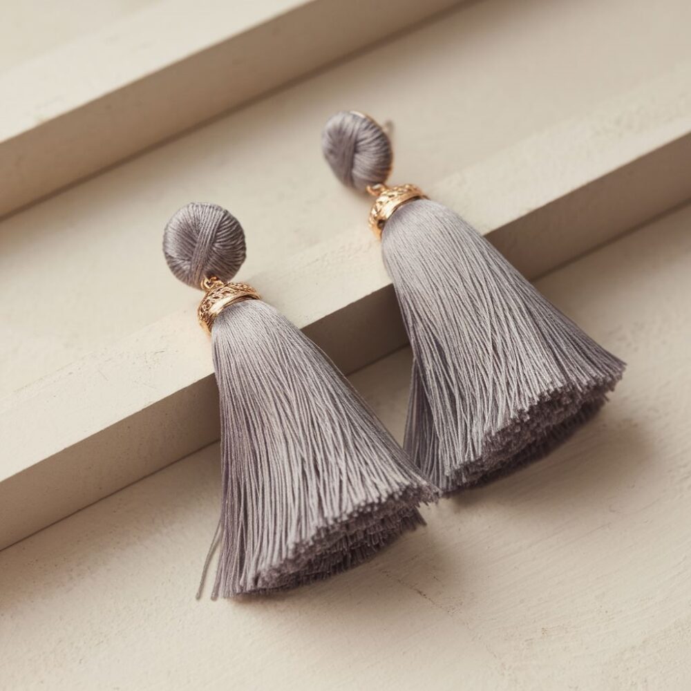 biżuteria z szarymi chwostami