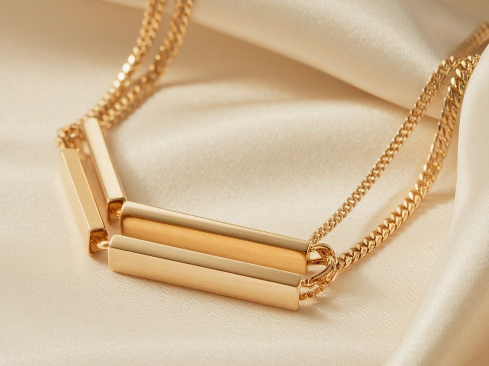 biżuteria złota trzy łańcuszki