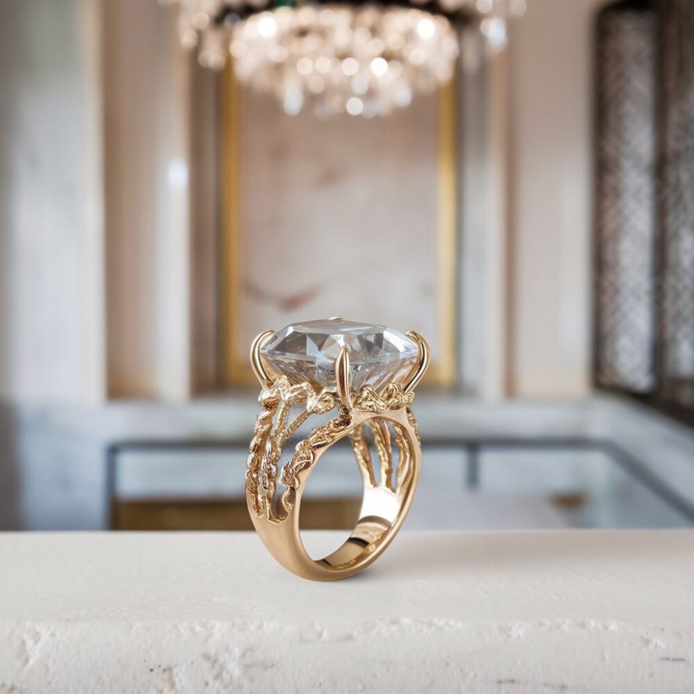 biżuteria złota z dużym kamieniem