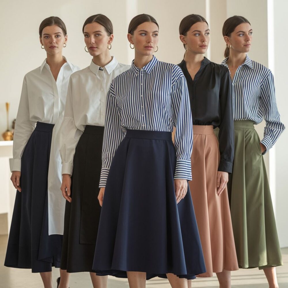 bluzka do granatowej spódnicy