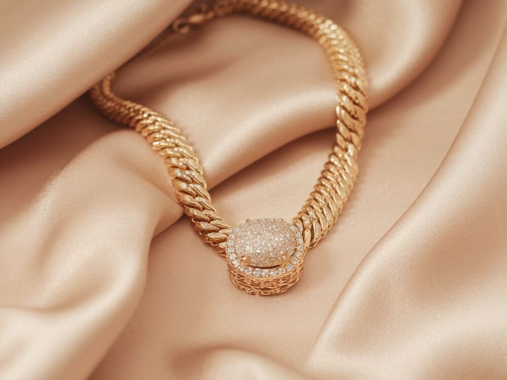 błyszczący naszyjnik z minerałem