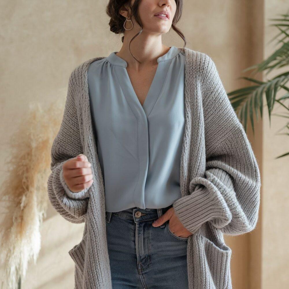 casual stylizacja z kardiganem