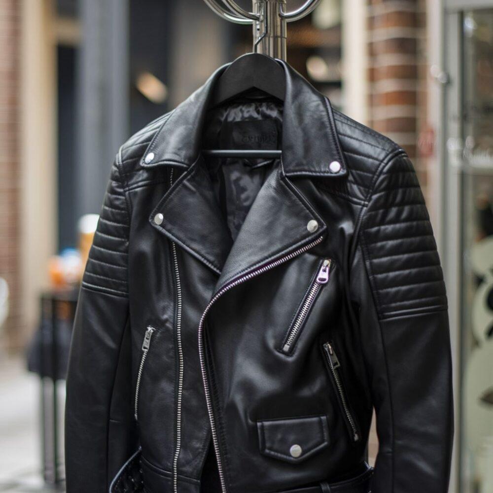 czarna ramoneska zapięta