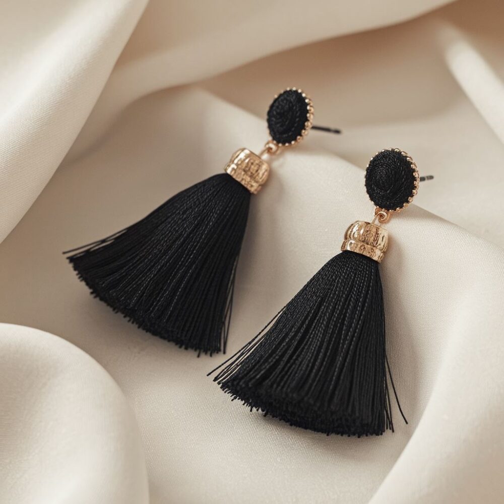 czarne kolczyki chwosty