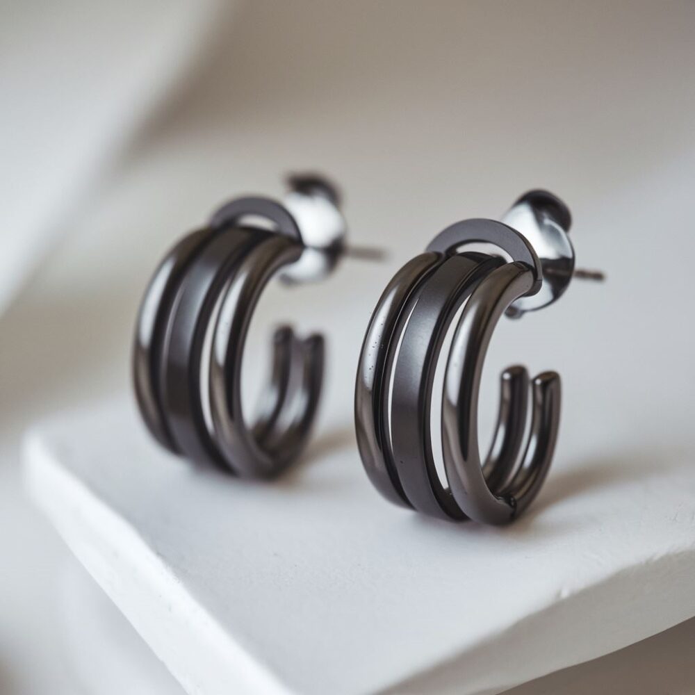 czarne kolczyki stal chirurgiczna