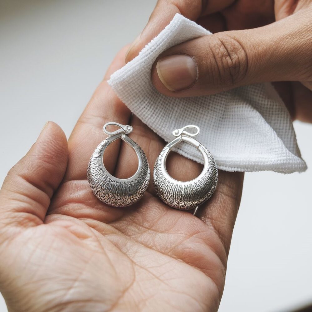 czyszczenie srebrnych kolczyków