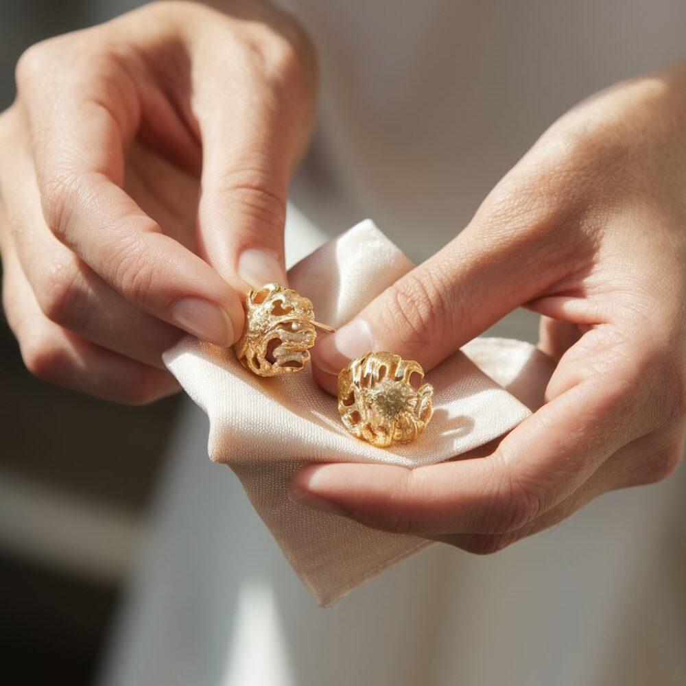 czyszczenie złotych kolczyków