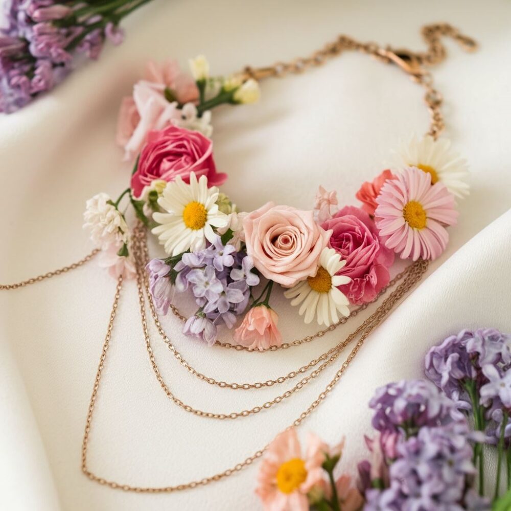 delikatna kolia florystyczna