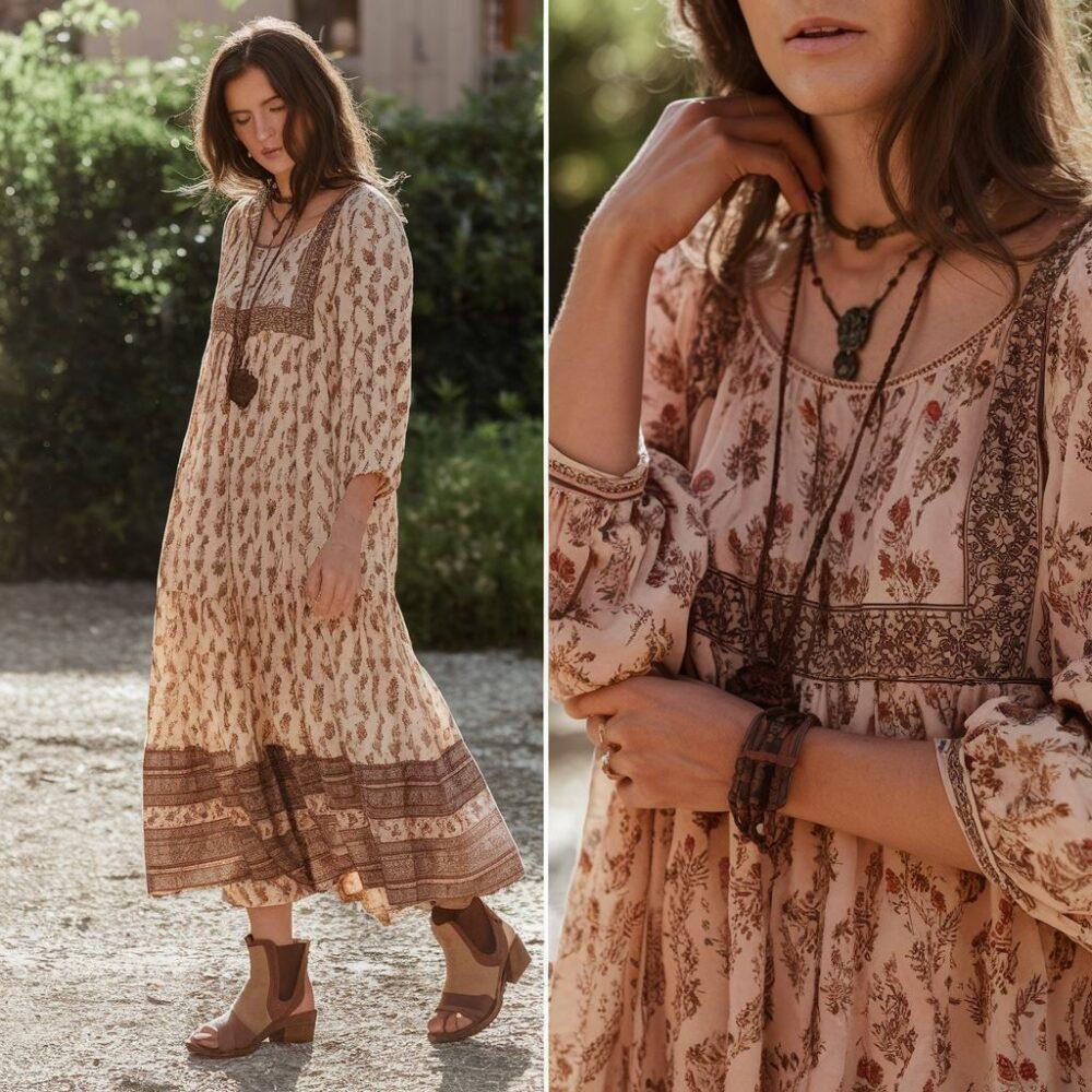długa sukienka boho stylizacja