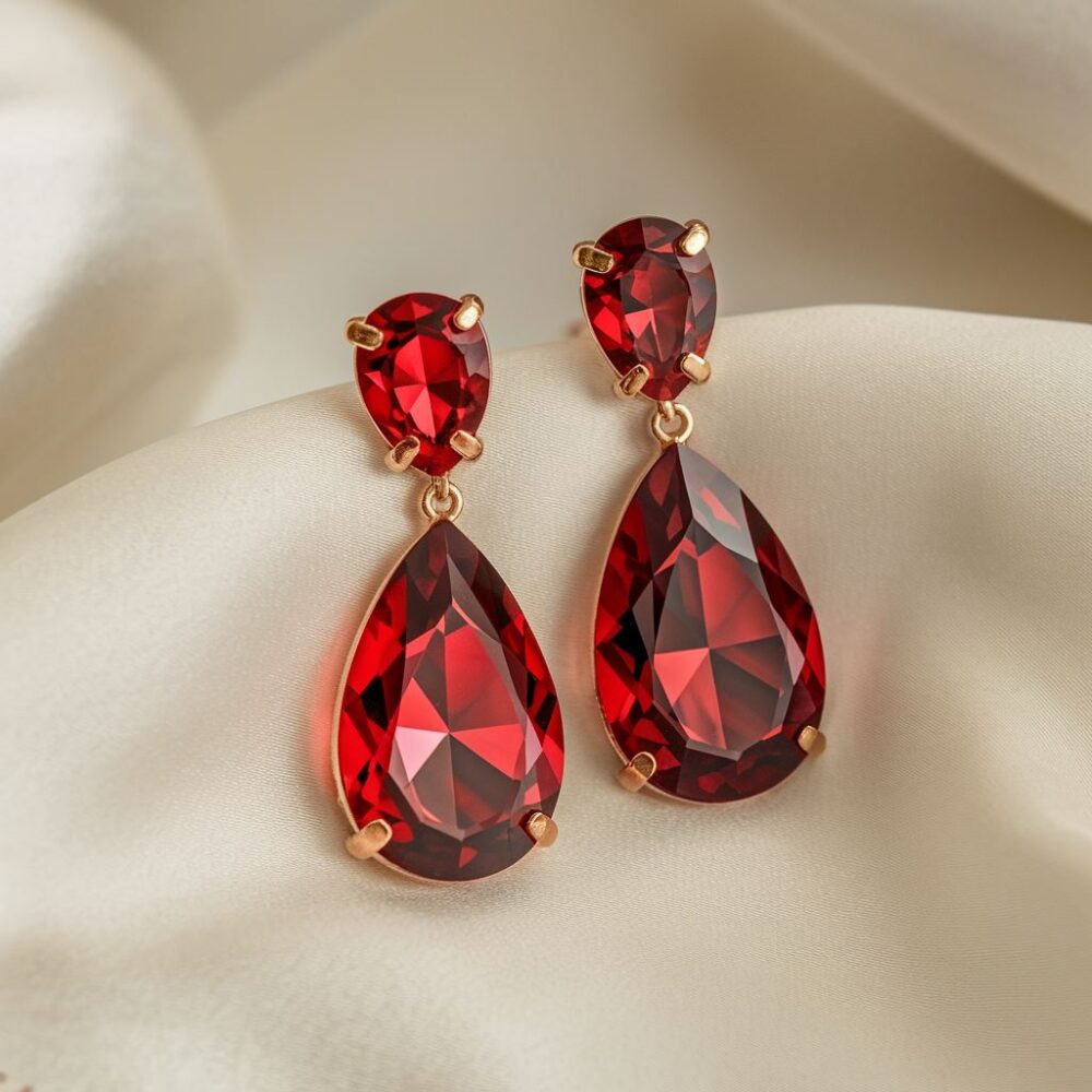 długie czerwone kolczyki