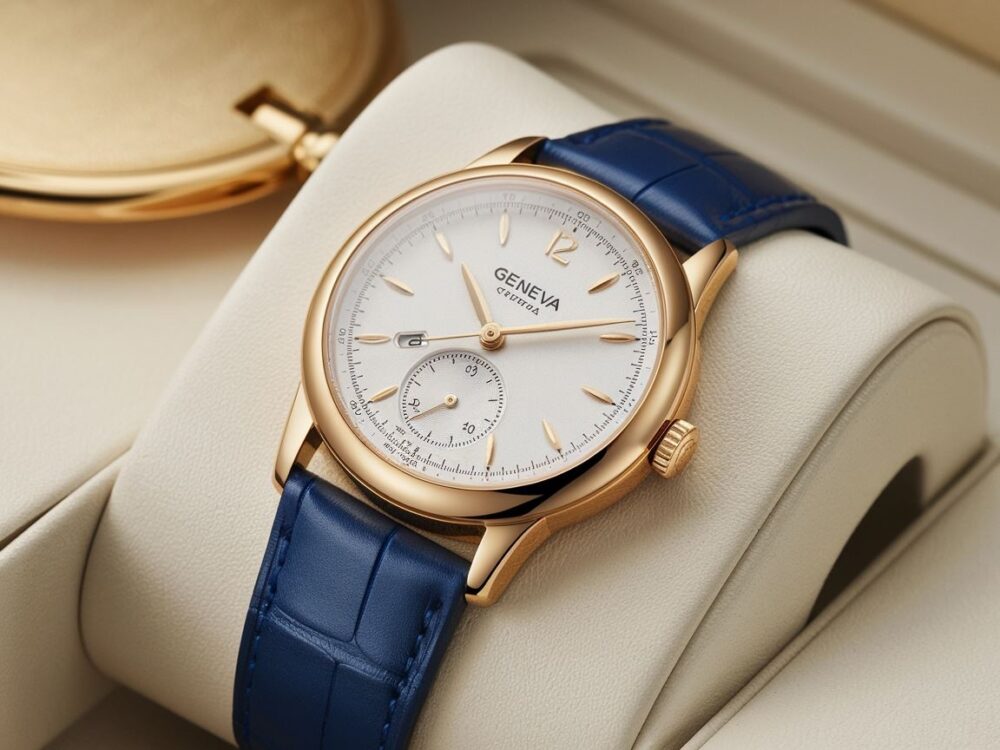 elegancki zegarek geneva złoty