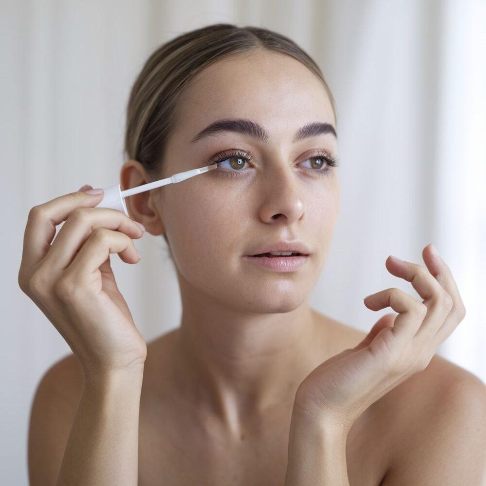 kobieta nakładająca olejek rycynowy