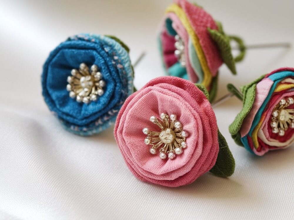 kolczyki materiałowe kwiaty