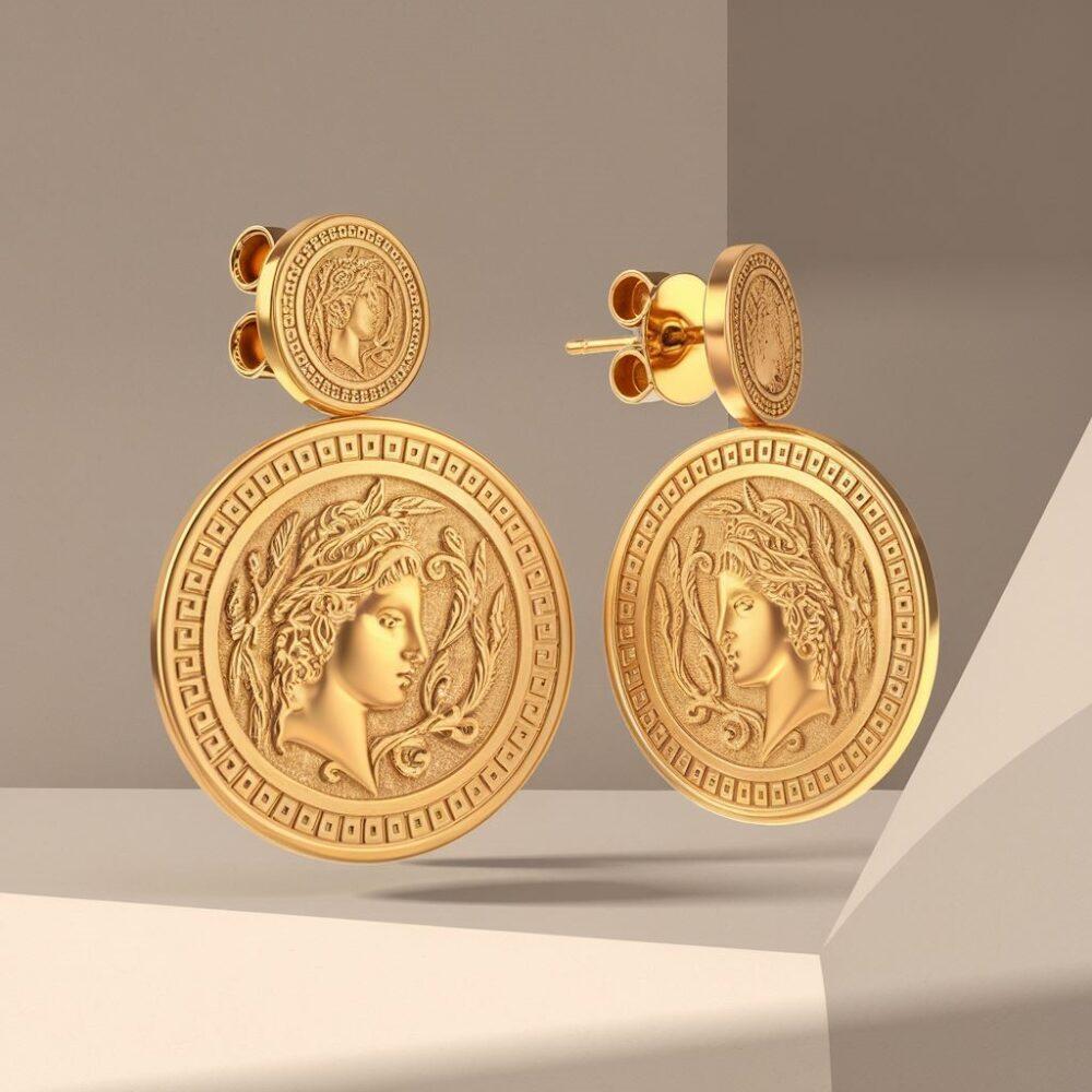 kolczyki moneta złote