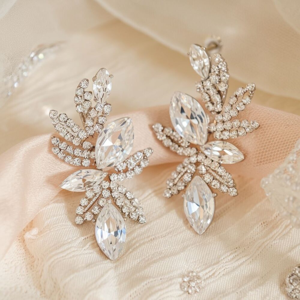 kolczyki ślubne kryształki