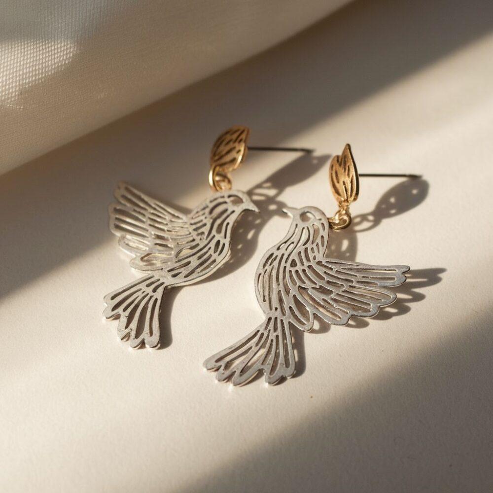 kolczyki w kształcie ptaka