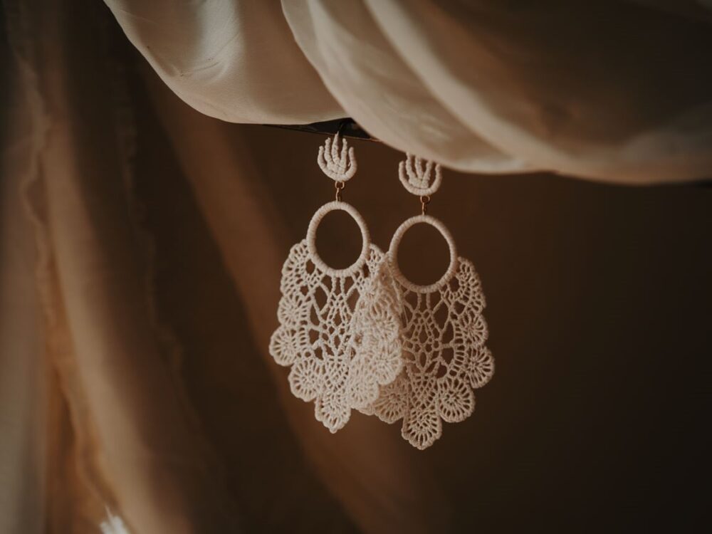 kolczyki z koronką boho