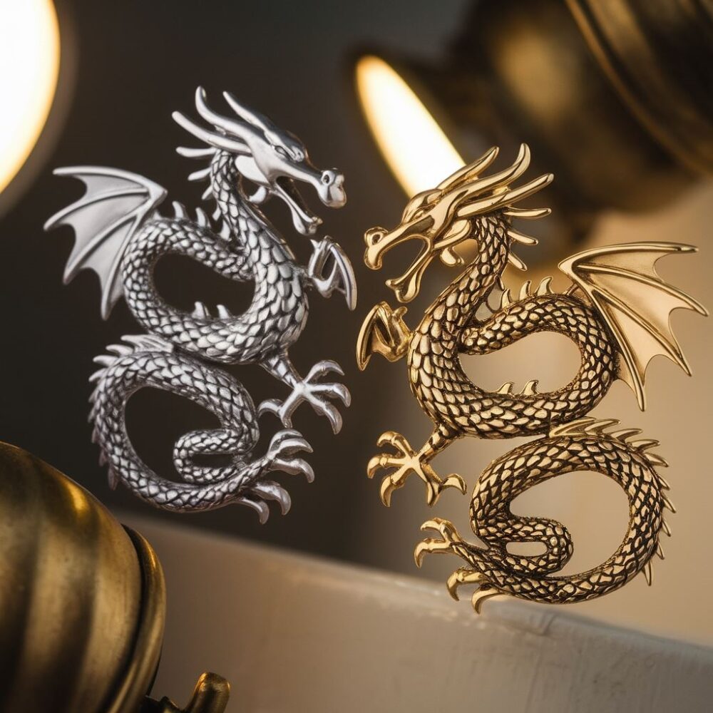 kolczyki z motywem smoka