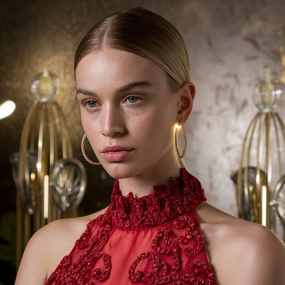 modna kobieta w czerwonej sukience