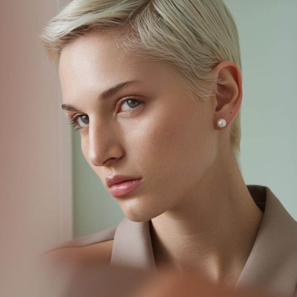 modna kobieta z krótkimi włosami