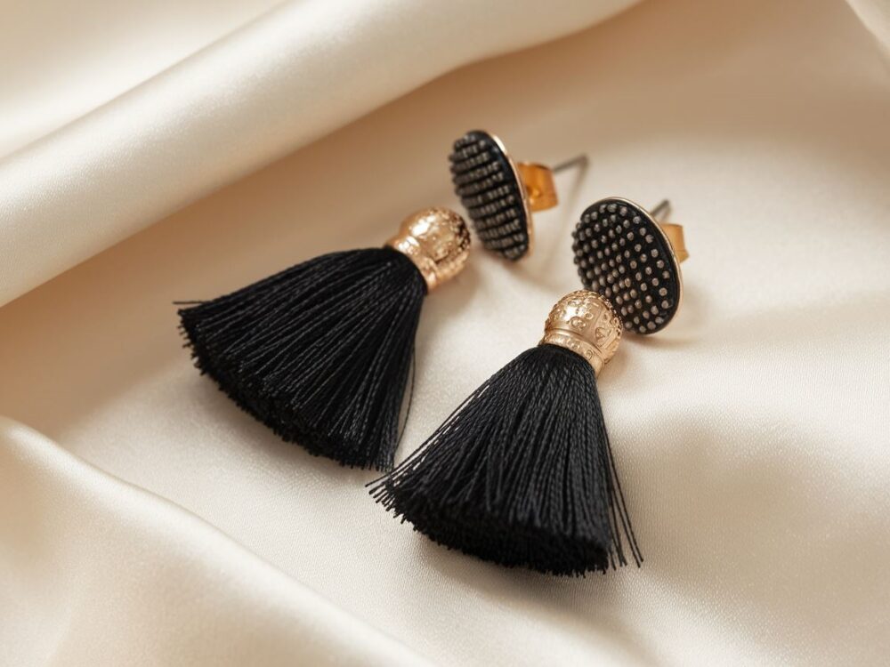 modne kolczyki czarne