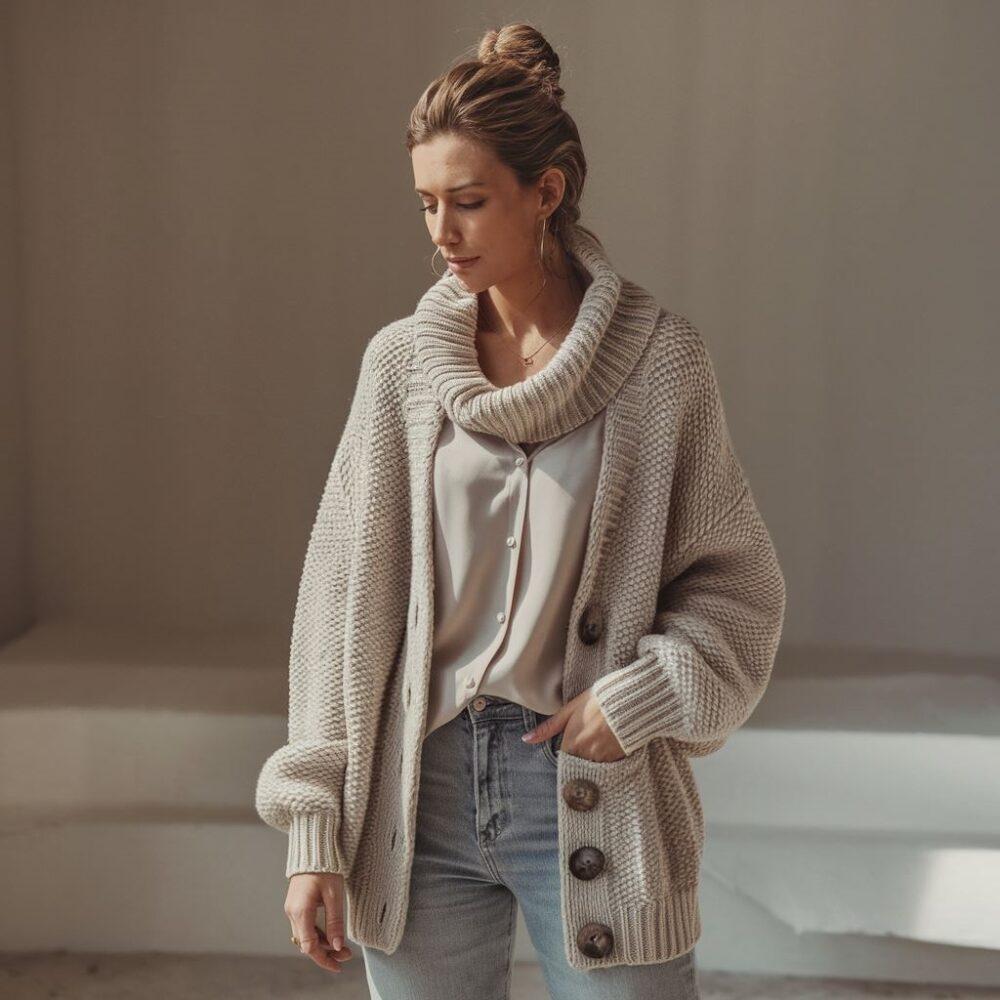 modny look z kardiganem