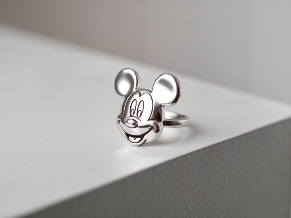 modny pierścionek z myszką miki