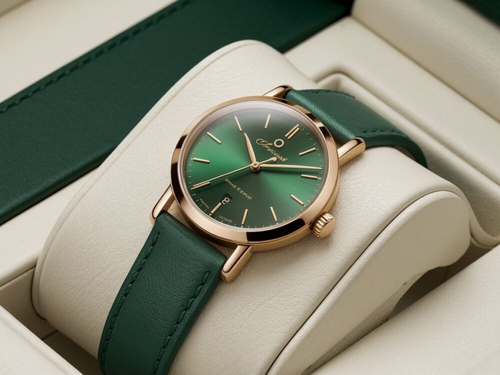 modny zegarek w kolorze zielonym