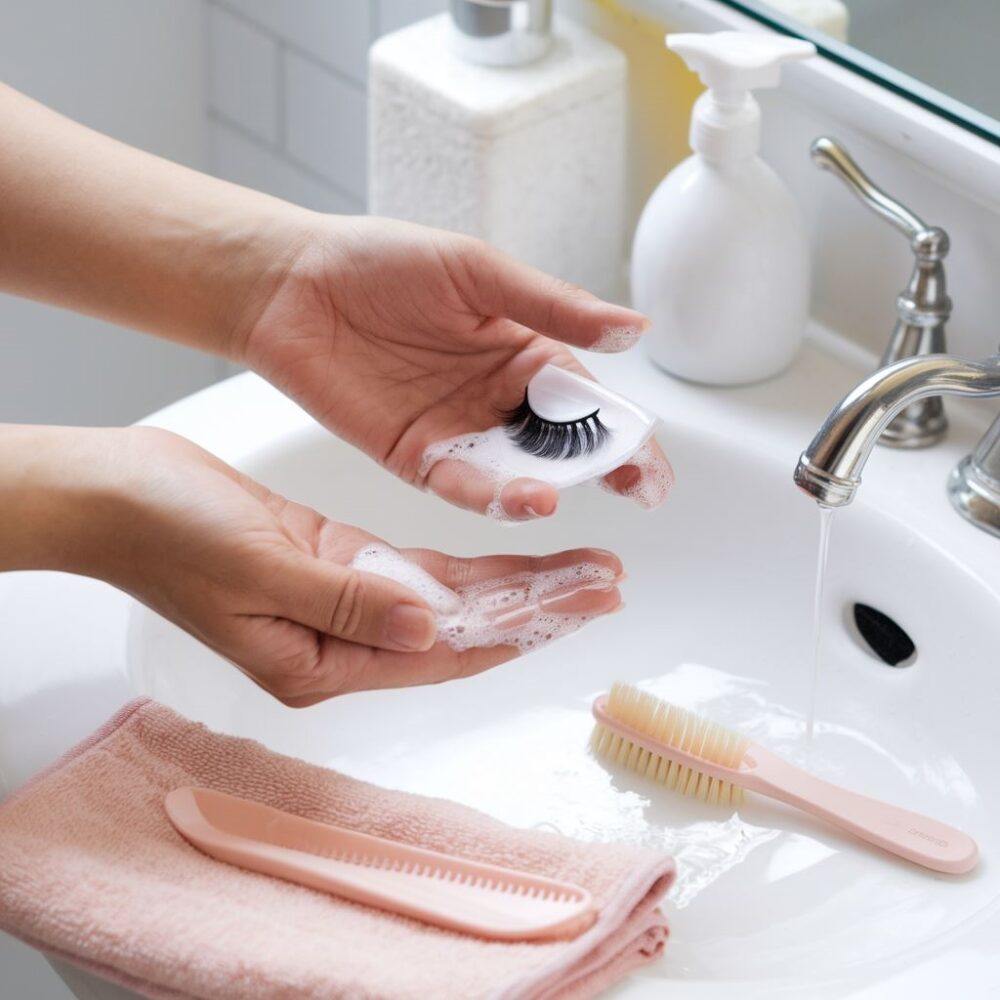 mycie rzęs syntetycznych