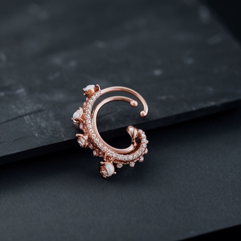 nausznica różowe złoto