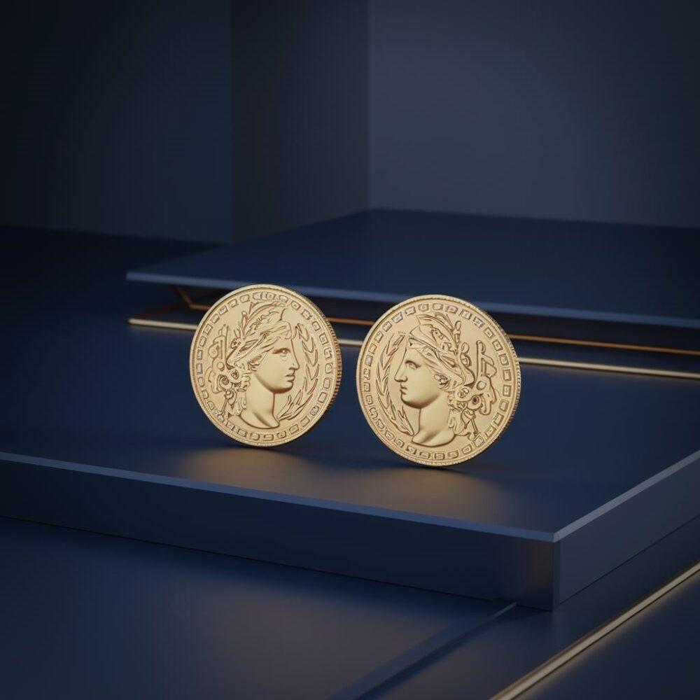nowoczesne kolczyki moneta