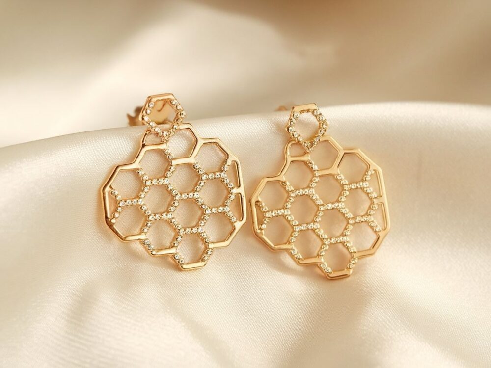 nowoczesne kolczyki złote