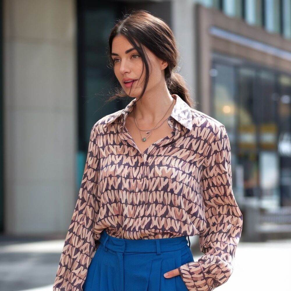 outfit z niebieskimi spodniami