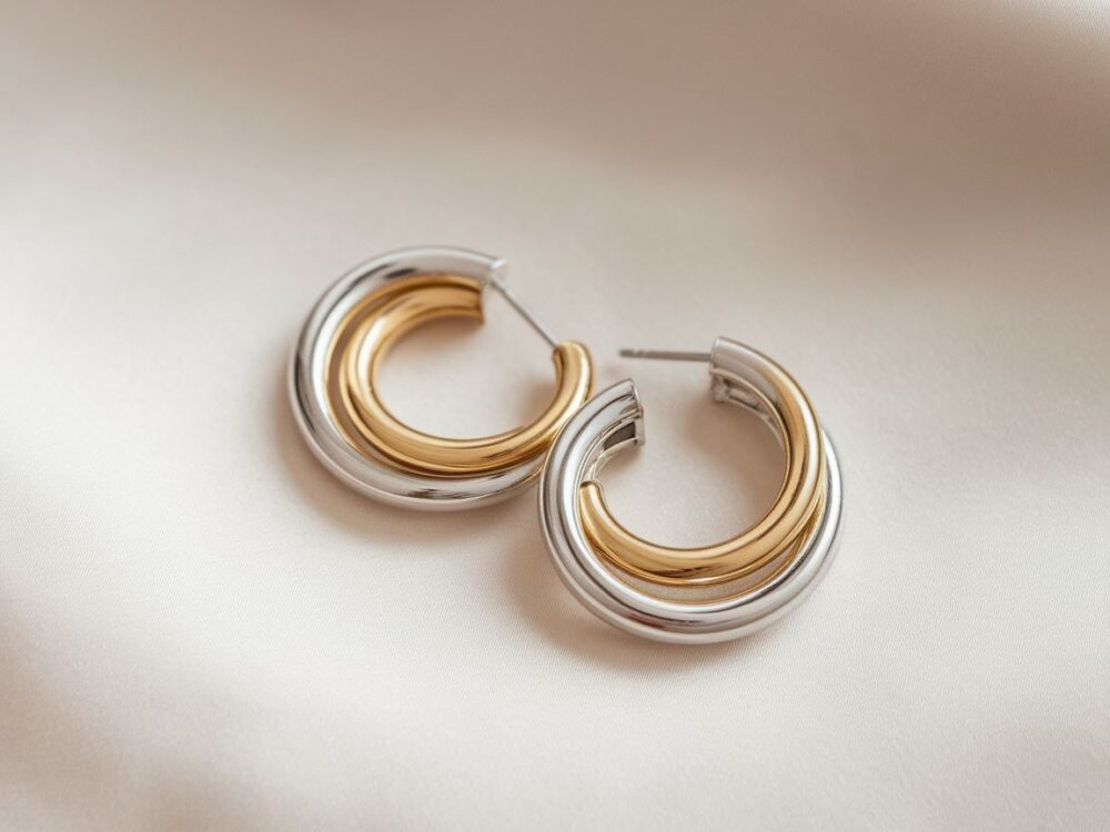 podwójne kolczyki kółka