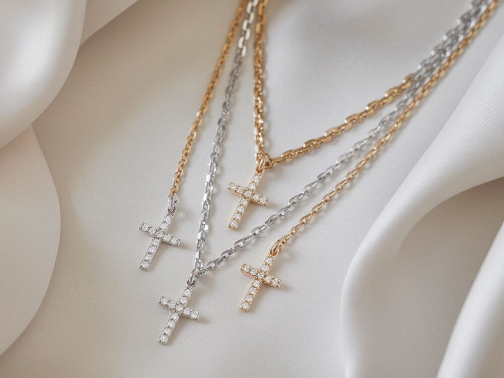 podwójny naszyjnik z krzyżykiem