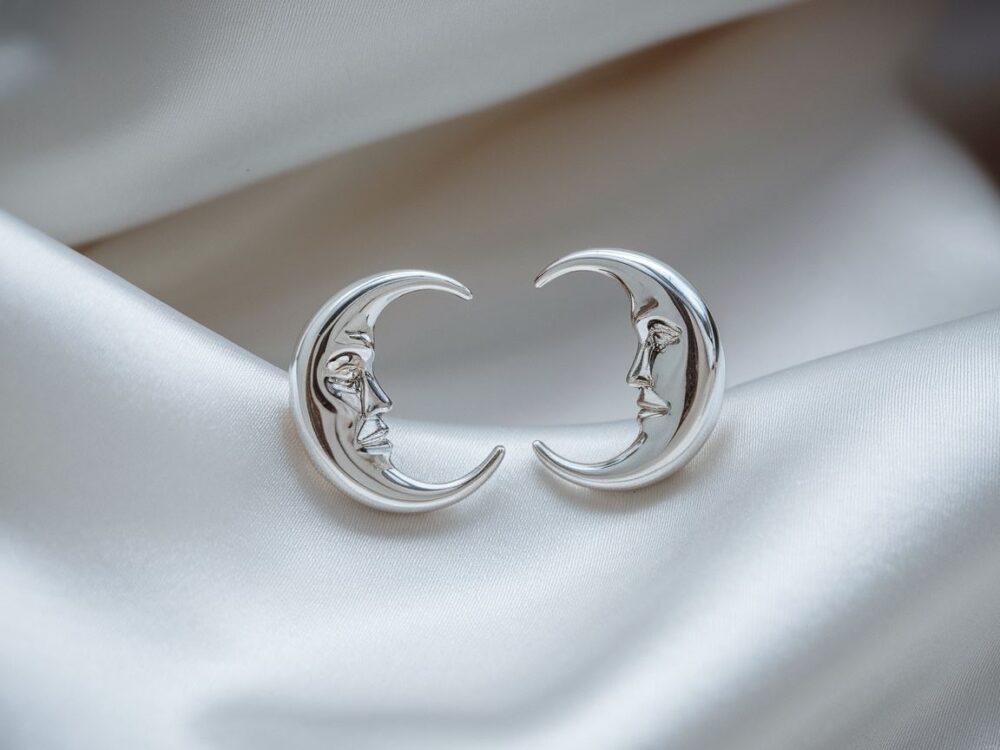 srebrne kolczyki księżyce
