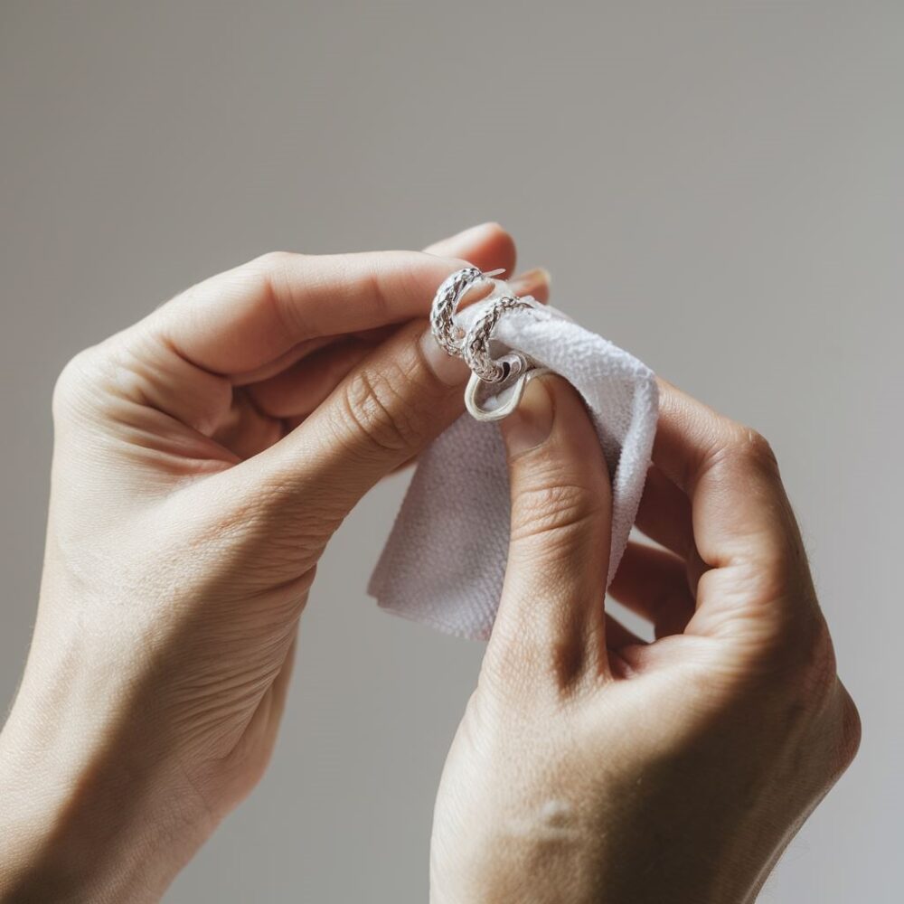 srebrne kolczyki na białym tle