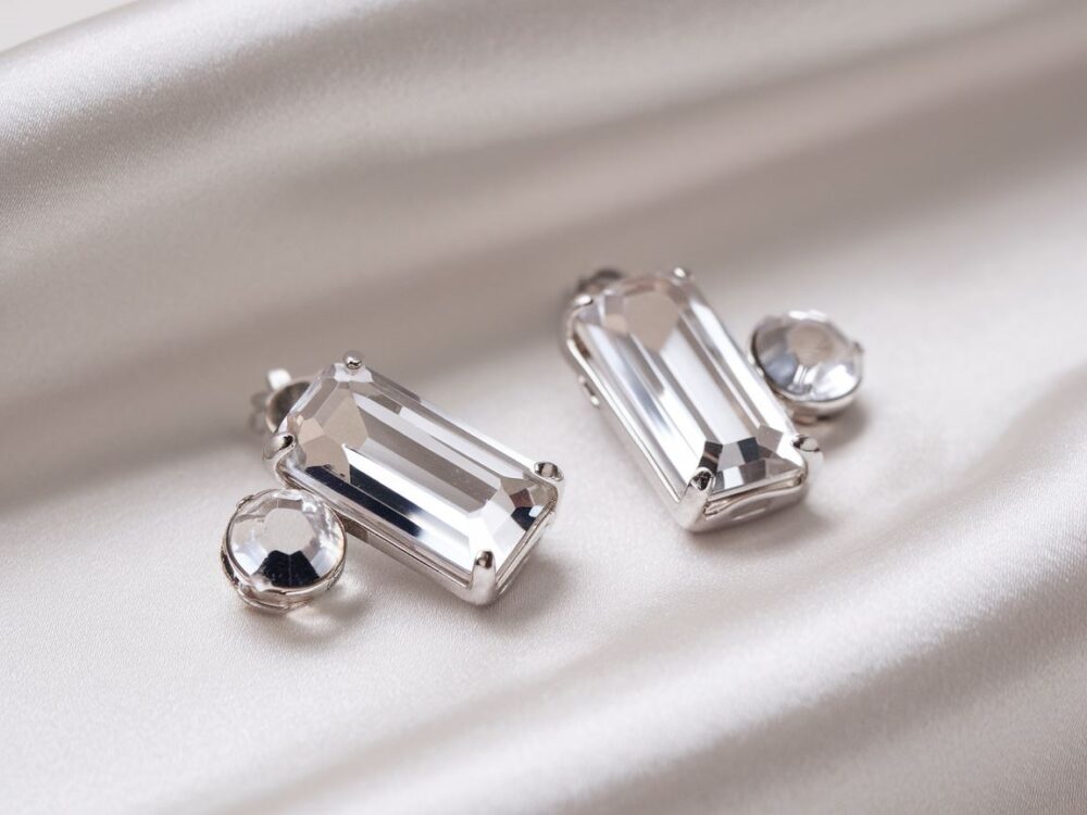 srebrne kolczyki z kryształkami