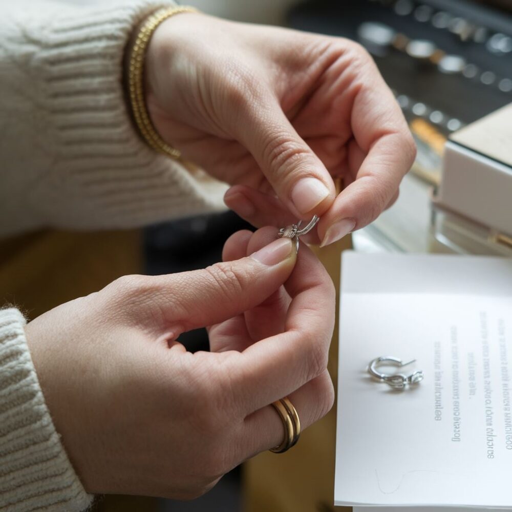 srebrny kolczyk clicker