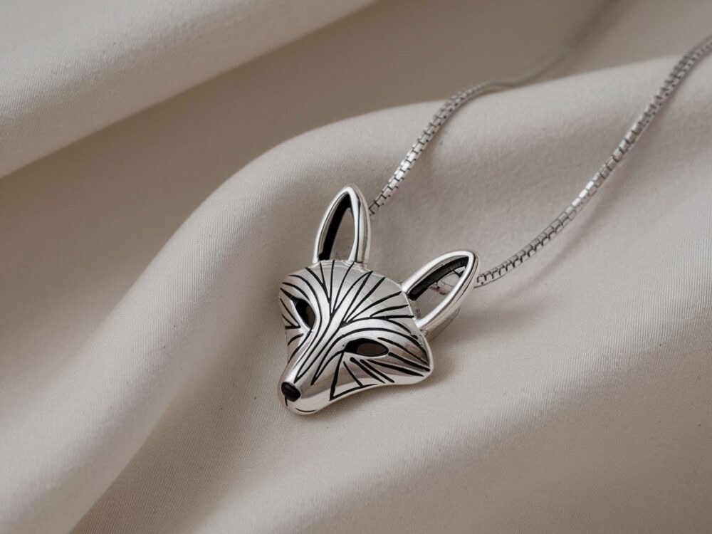 srebrny wisiorek lis