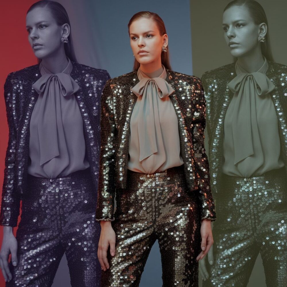 stylizacja z cekinowymi spodniami