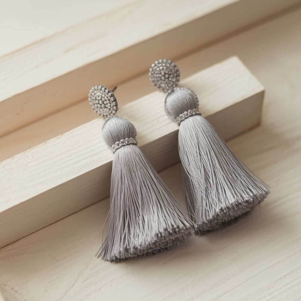 szare kolczyki chwosty