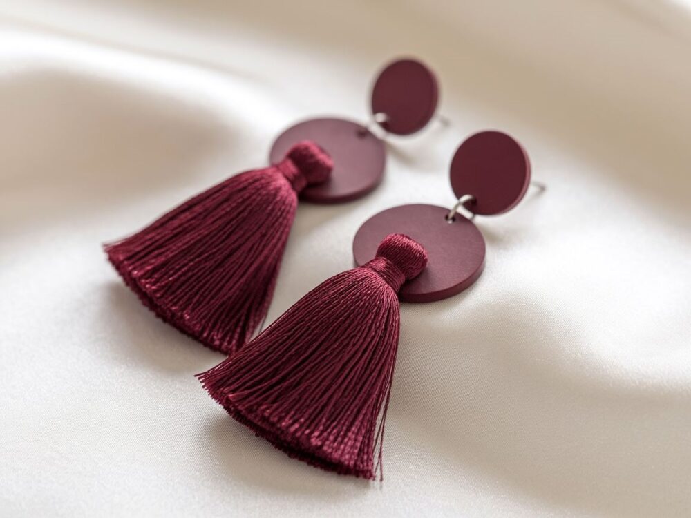 tassel earrings burgund