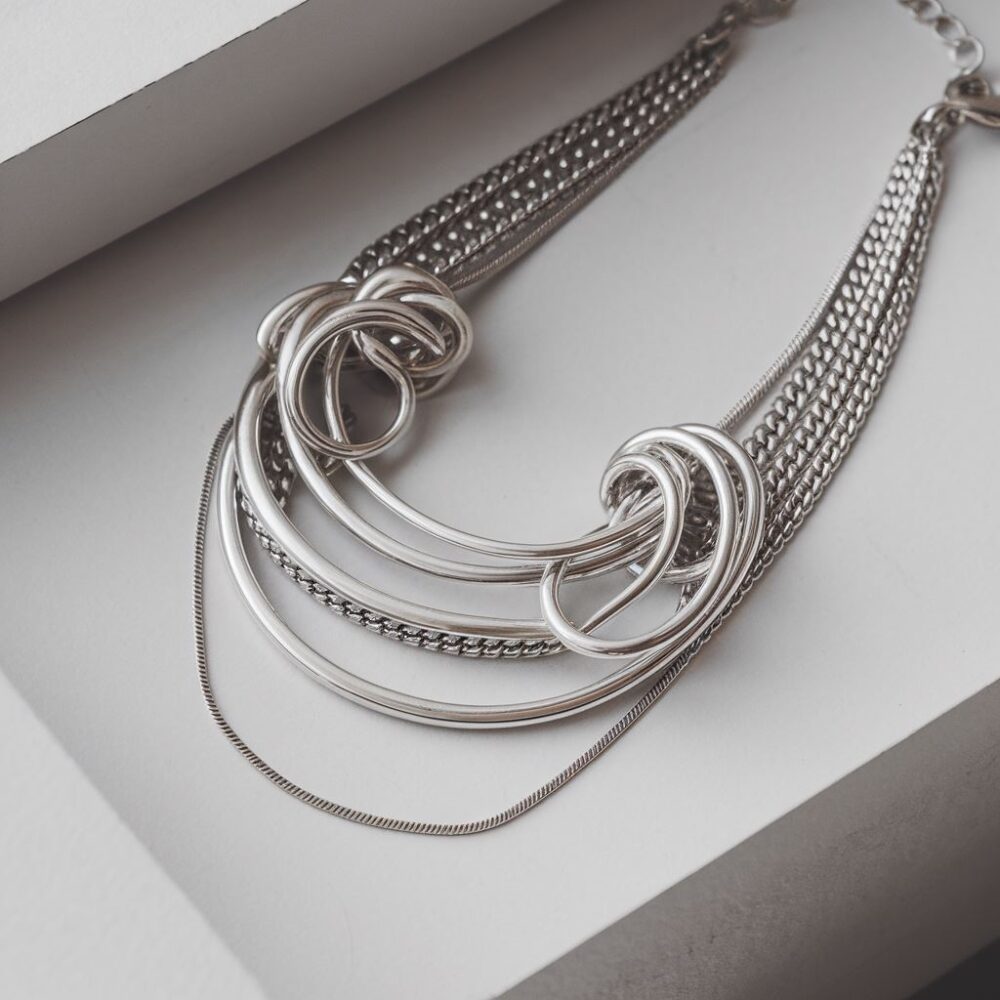 warstwowy naszyjnik srebrny